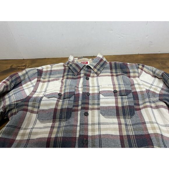 Wrangler Sherpa Lined Plaid Flannel Jacket Shirt Men’s Size Medium Shacket - Picture 4 of 12